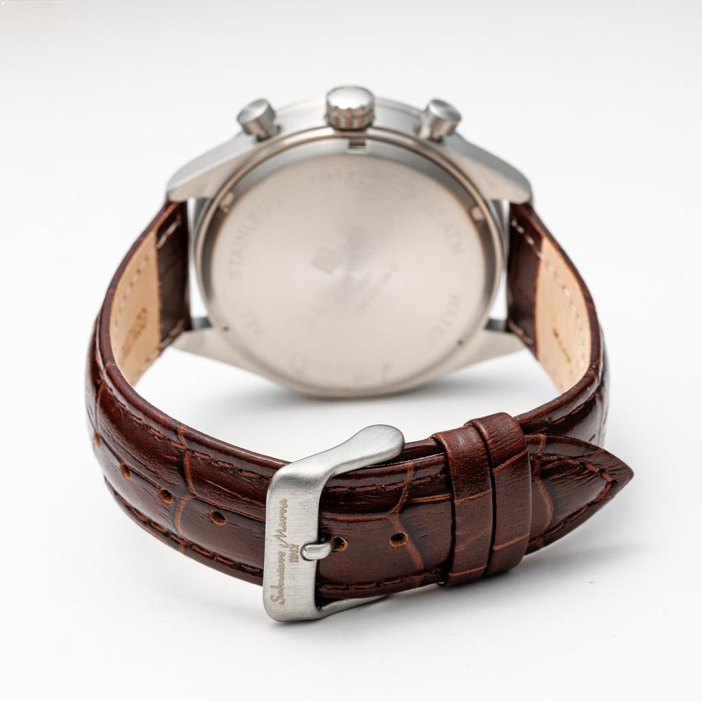 Salvatore Marra Business Analog Chronograph Black with Watch Cloth and Men's Watch, Quartz, (Silver White) [Used]