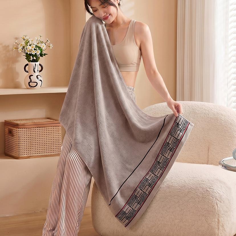 Bath Towels Cotton Thickened And Enlarged Bath Towels Household Absorbent Adult Bath Towels Beach Cotton Quick-Drying Polyester Cotton Bath Towels