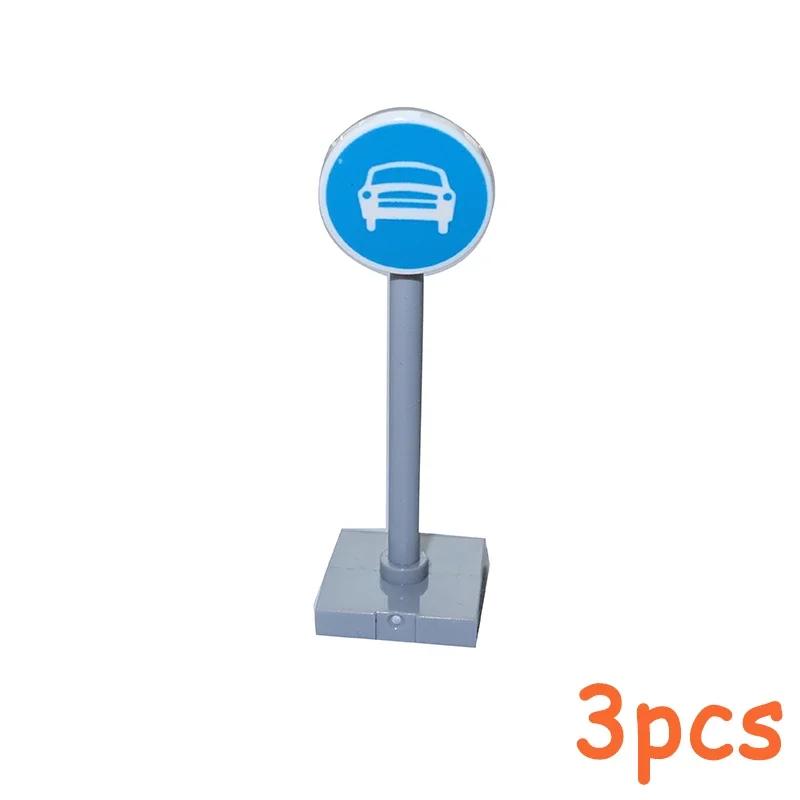 Non-Toxic Moc City Traffic Road Signs Signal Light Building Block Bike Bicycle Scooter Motorcycle Vehicle Scene Construction Accessories