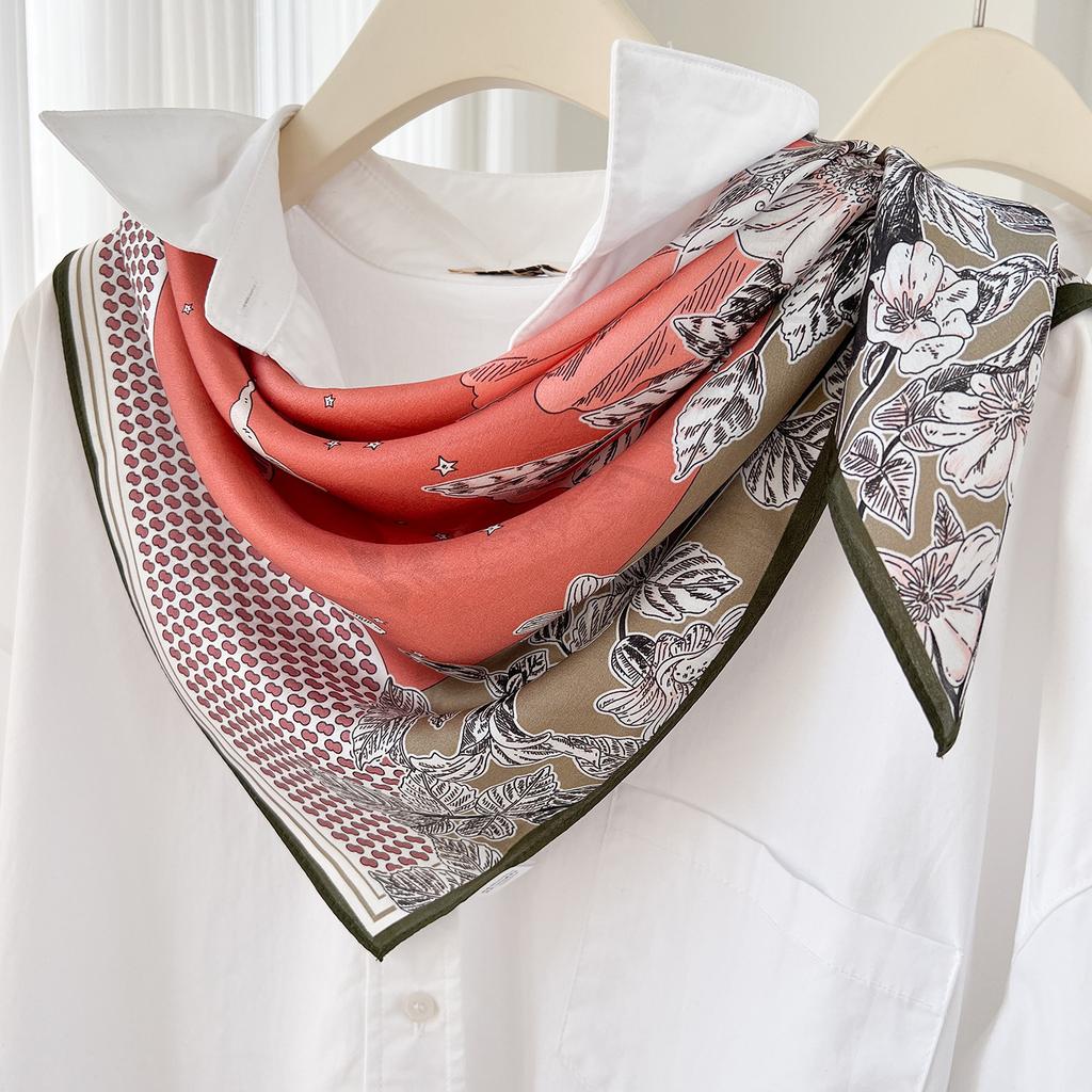 111% Mulberry Silk 71 Square Scarf, New Sky City Professional Decorative Scarf, Commuting To Work Versatile Silk Scarf