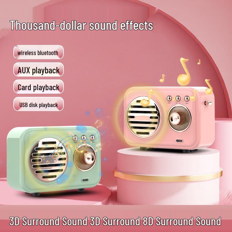 W13 Retro Mini Wireless Outdoor Portable Radio Speaker with Loud Bass