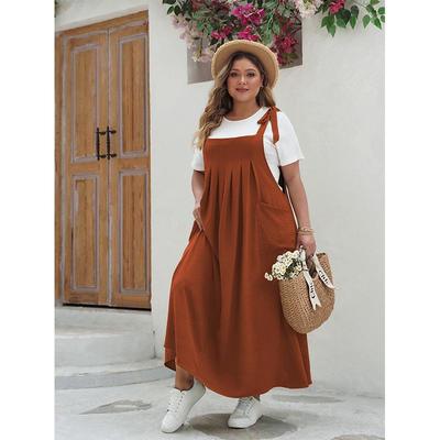 Summer Women's Dress Plus Size Elegant Fashion Solid Colour Halter One-piece Dresses