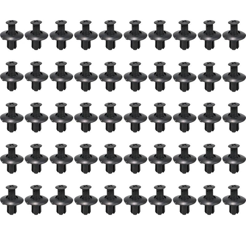 8mm Plastic Rivets Fasteners Suit for Car Bumper Fender, Black Clips Suit for Toyota, Nissan, Kia, Yamaha