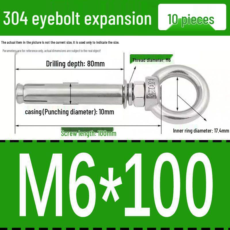 Stainless Steel 304 Eyebolt Expansion Nail with Fixing Loop