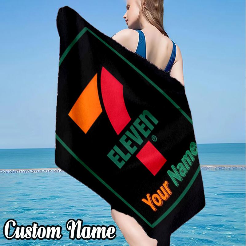 Custom Name 711 Convenience Store Beach Towel - Soft, Ultra-Absorbent Microfiber, Lightweight, Perfect for Beach, Parties, Travel, Camping