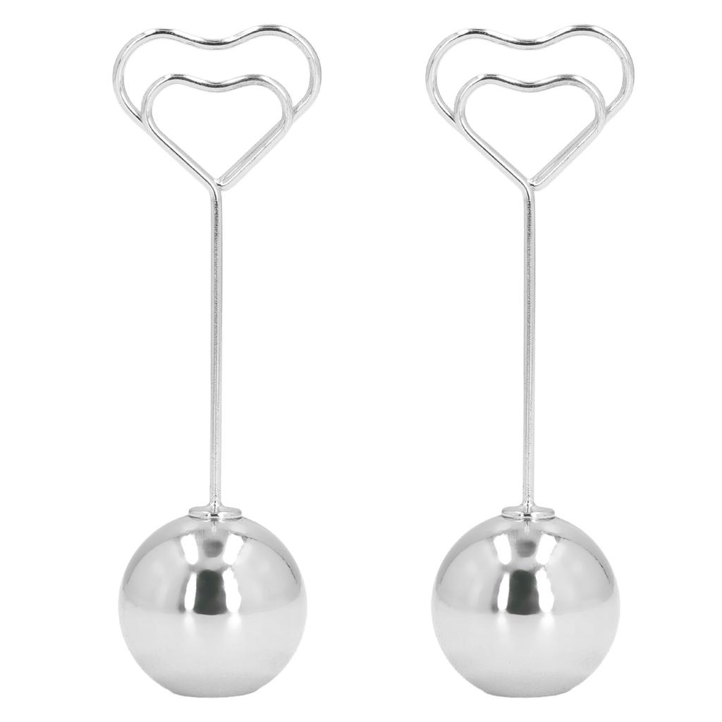 2Pcs Table Number Holder Heart Shaped Firm Stable Premium Metal Sturdy   Wide Application Place Card Holder