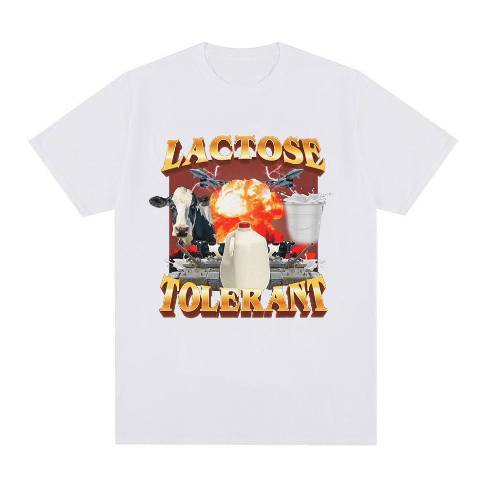 Lactose Tolerant Graphic Print T-Shirt Women Vintage Fashion Short Sleeve T-shirts 100% Cotton Casual Cozy Summer T Shirts