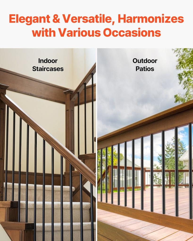 Staircase Balusters 101 Pack 32 In Aluminum Spindles with Screws/Rail Caps