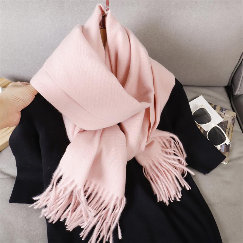 Fashion Luxury Solid Women Winter Scarf Warm Thicken Cashmere Shawl Outdoor Tassels Pashmina Lady Wrap Windproof Scarves