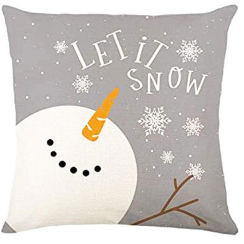 Christmas Pillow Cover Linen Printed Home Sofa Cushion Cover Living Room Bedroom Pillow Cover