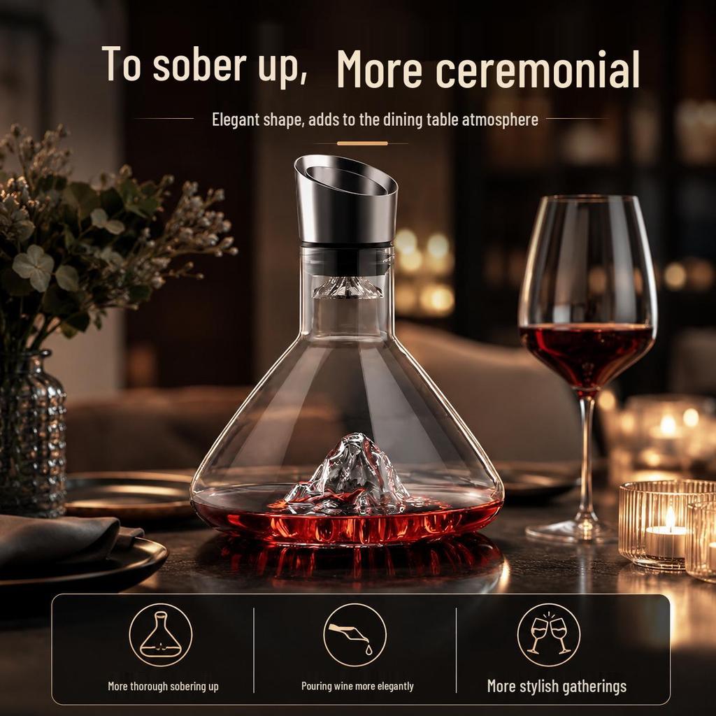 Golden Mountain Crystal Glass Wine Decanter with Large Capacity
