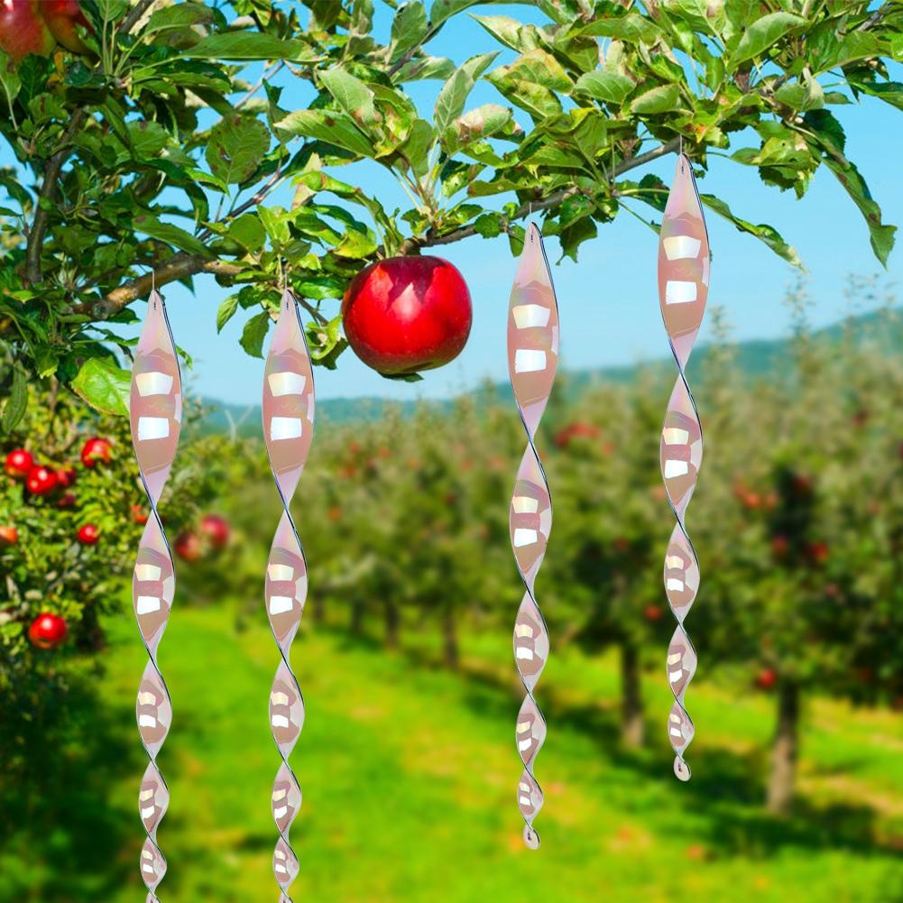 

4 шт. Садовый спиральный вращающийся отпугиватель птиц, подвесная светоотражающая отпугивающая птиц декорация