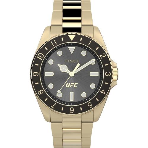 

Timex UFC Men s Debut 42mm Watch, Gold Tone/Black/Gold Tone