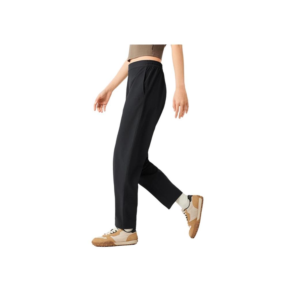 Li Ning Sports Lifestyle Series Casual Enkel Ensfarvet Rette Ben Hurtigtørkende Strikkede Sportsbukser Dame underdeler Svart AYKV176-1