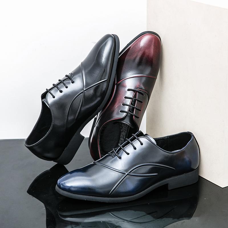 Designer Style Dress Shoes for Men Brand New Business Casual Shoes Lace-up Leather Shoes Plus Size for Men Wedding Party Shoes