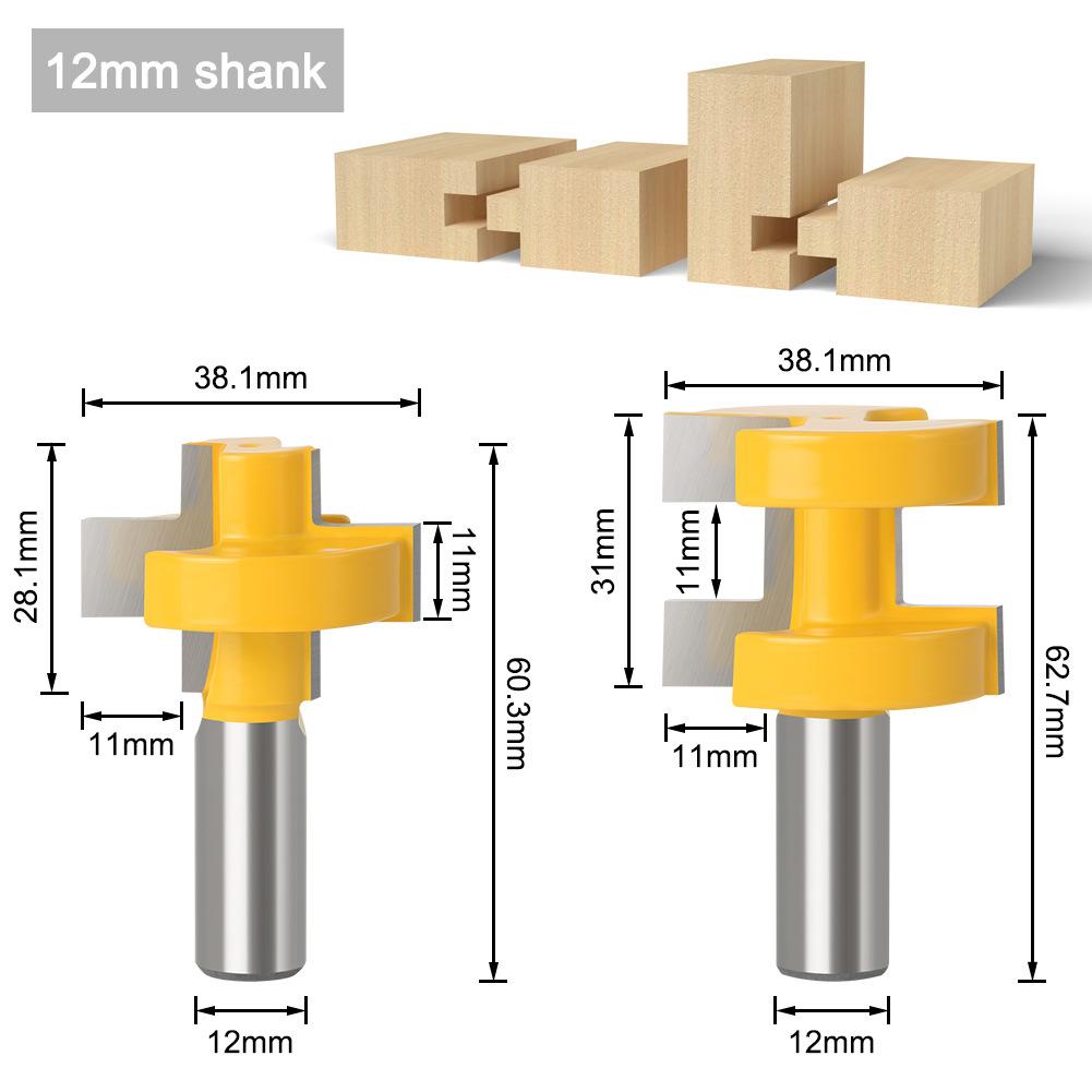 

1/2 handle 12 handle generous tooth tenon cutter woodworking milling cutter tenon cutter 8 handle square tooth tenon cutter floor cutter board cutter Generous tooth 12 * 38