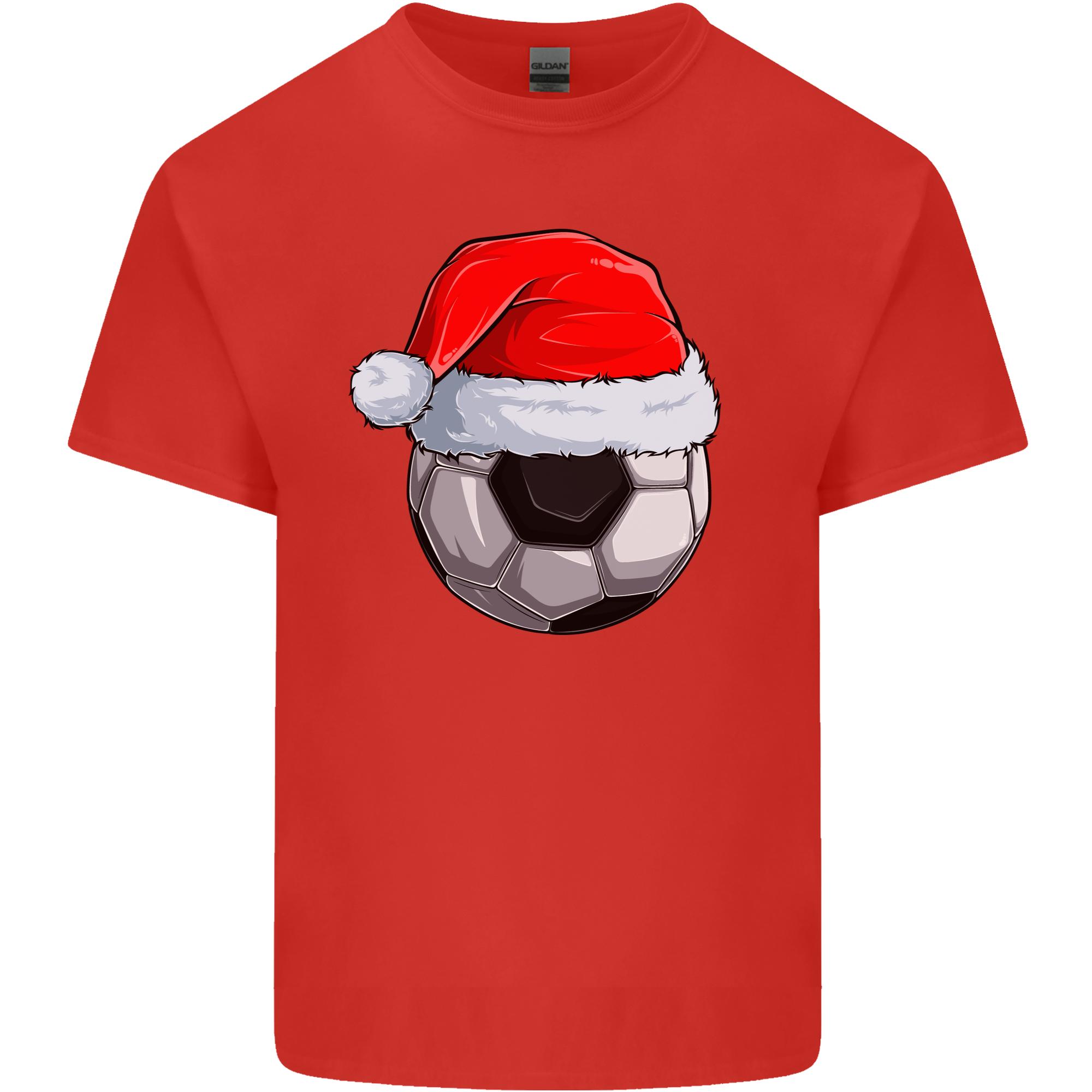 Christmas Football Santa Hat Xmas Soccer Unisexs Light Cotton TShirt S