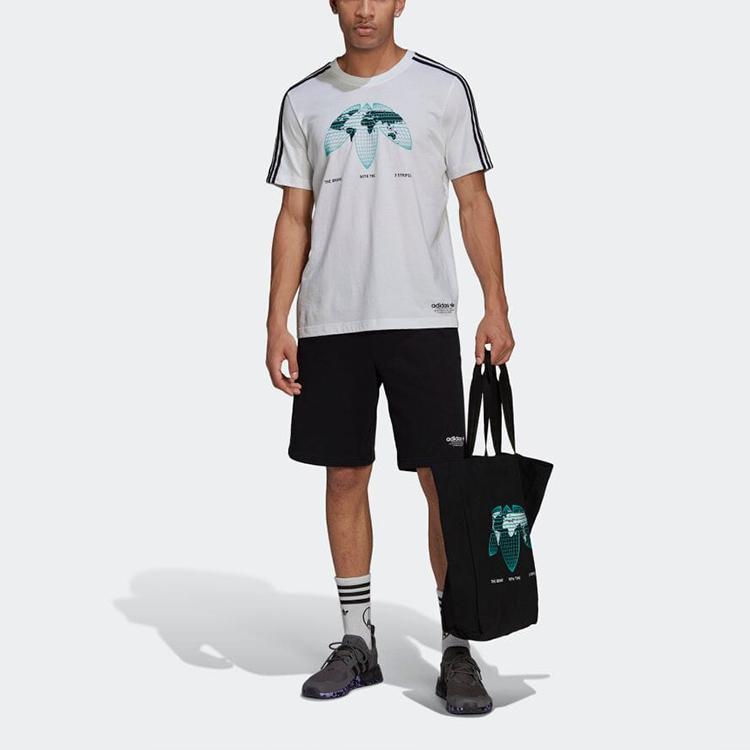 Adidas Originals Solid Logo Print Straight Leg Casual Sports Shorts Men Shorts Black HF4897