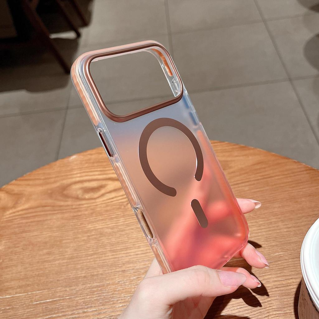 IPhone 17 Pro Max Blaulichtverlauf Magnetische Schutzhülle mit Zweifarbiger Airbag Sturzsicherer Design