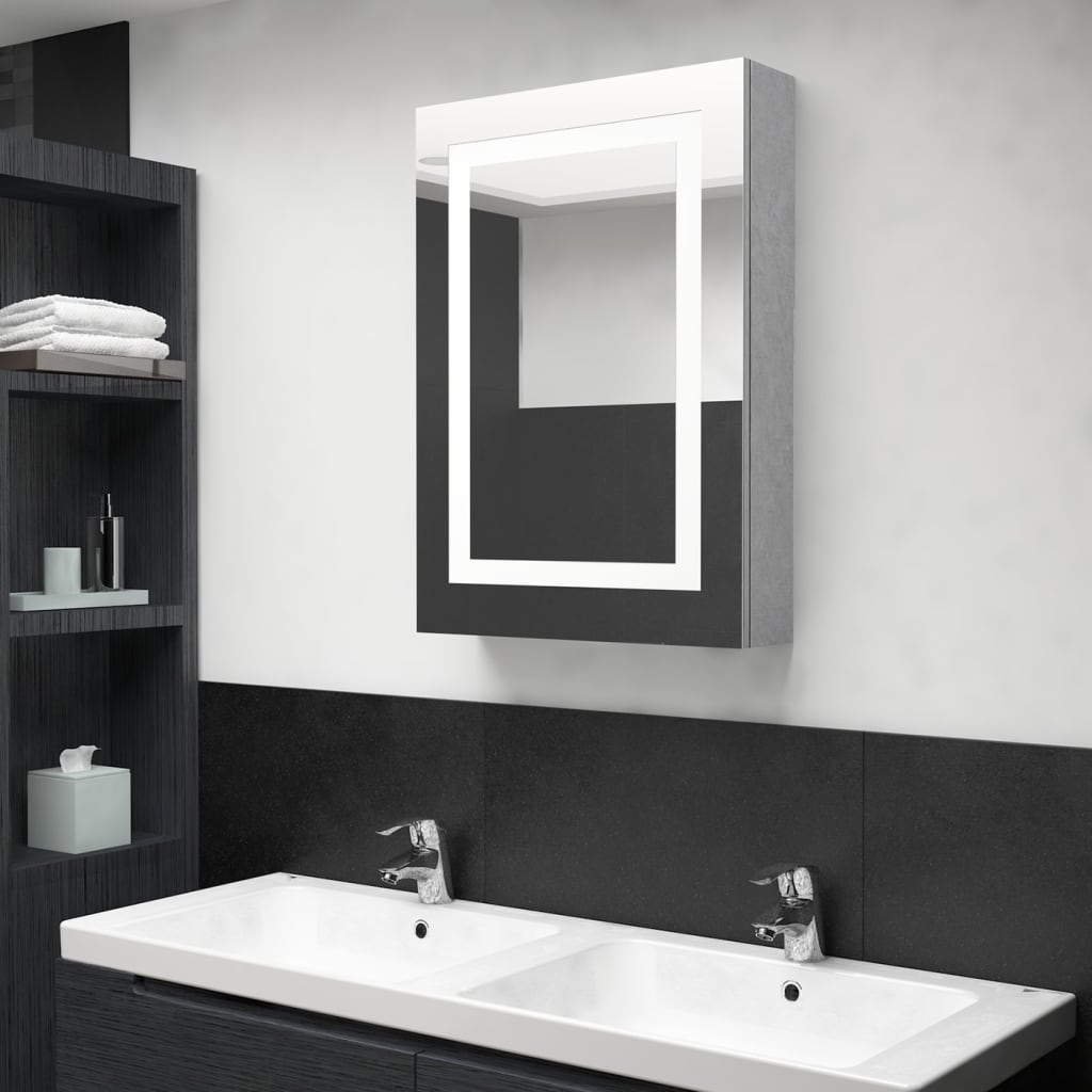 LED Bathroom Mirror Cabinet Concrete Grey 50 x 13 x 70 cm
