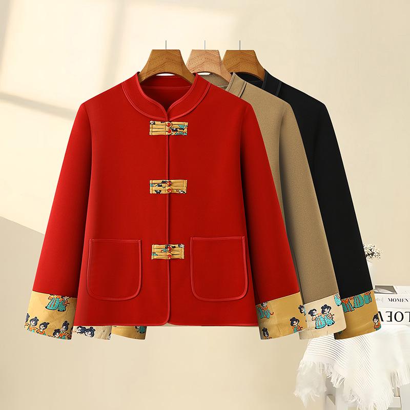 Women's Spring/Autumn Frog Button Short Jacket - Chinese National Style Cardigan