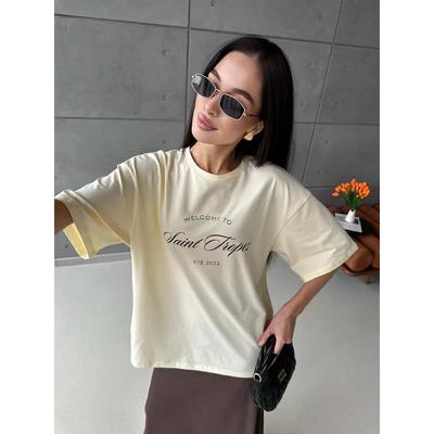 2025 Summer Women's 100% Cotton Loose Short-Sleeve T-shirt, European & American Lazy Style