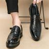 Retro Penny Loafers New Men's Pointed Patchwork Leather Brogues Shoes Designer Formal Wedding Prom Dress Homecoming Footwear