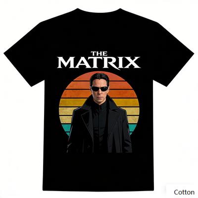 Vintage Retro Sonnenuntergang The Matrix Neo Druck Baumwoll T-Shirt Unisex Damen Cyberpunk Streetwear Locker Lässiges Tee