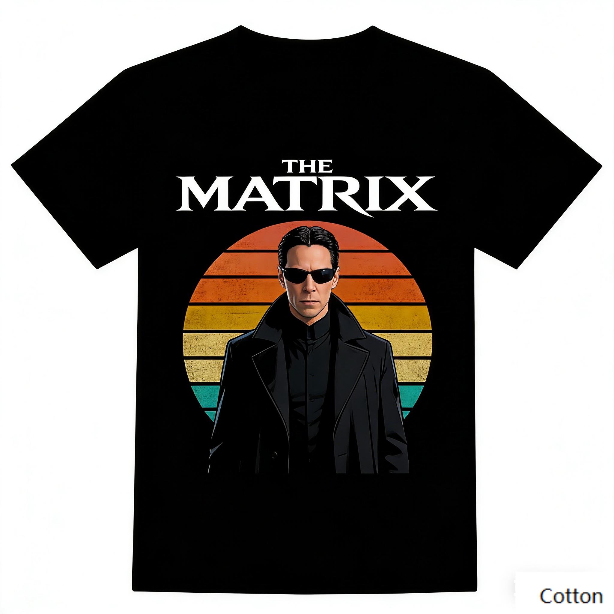 

Vintage Retro Sunset The Matrix Neo Print Cotton T Shirt Unisex Women Cyberpunk Streetwear Loose Casual Tee M