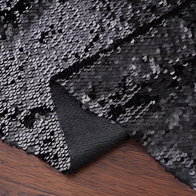 Black Large Sequen Embroidered Circular Mesh Fabric Jacket Half Skirt Clothing By The Half Meter Cloth Apparel Diy Sewing