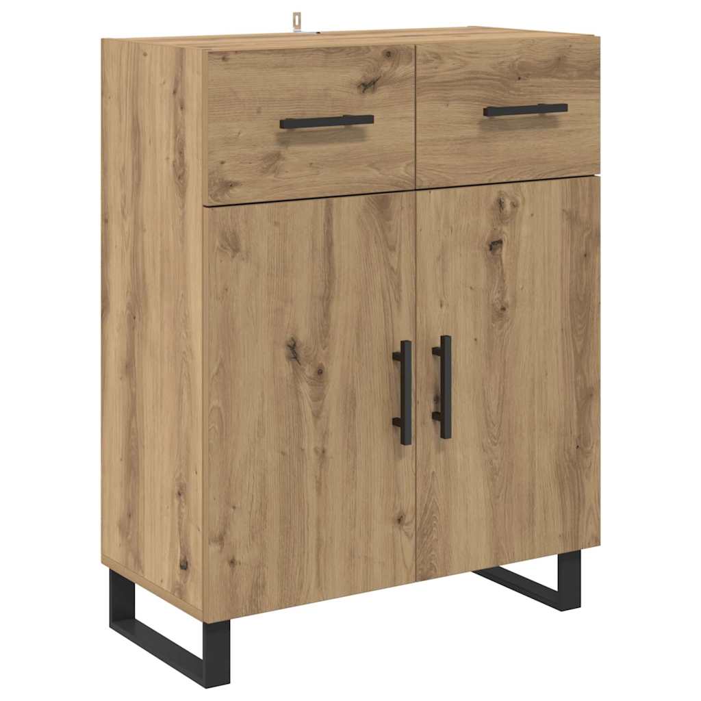 Highboard 2 pcs Artisan Oak Engineered Wood and Glass