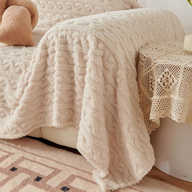 Thickened Plush Sofa Cover Cloth Full Cover Cream Wind Sofa Cover Towel Winter Anti Cat Scratch Sofa Cover Cover Blanket