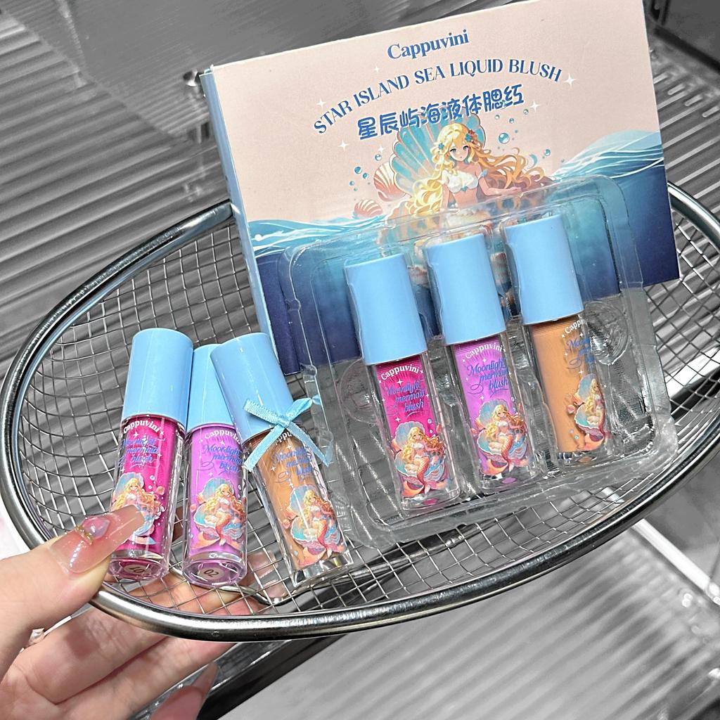 3PCS Cappuvini Vitality Liquid Blush Set Box Moisturizing Water Light Liquid Expansion Color Makeup Rouge