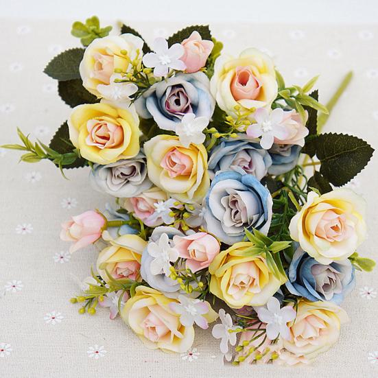 1 Bouquet 5 Branches European Style Artificial Royal Rose Home Room Decor