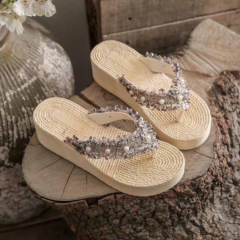 Mode Sandalen Juwelen Slides Kristalle auf Strand Frau Hausschuhe Flip-Flops Schuhe für Frauen Rhenstone Neue Stil H Sandale Schuh Großhandel 39