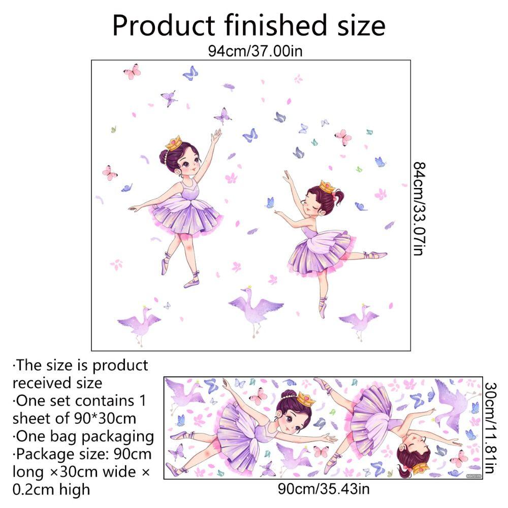 Cartoon Little Swan Girl Sticker Waterproof Dancing Girl Wall Sticker  Children
