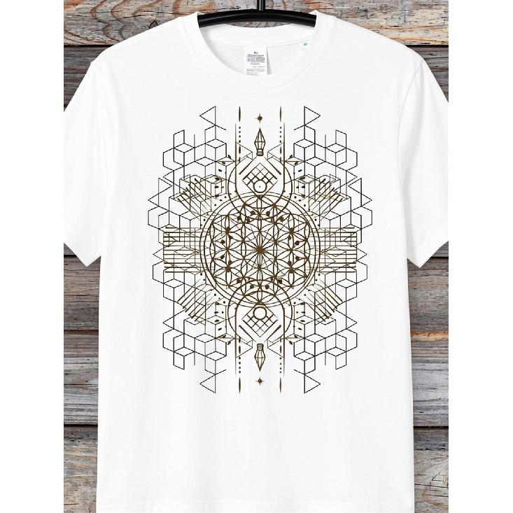 Flower Of Life Sacred Geometric Men'S T Shirt UNISEX Goa Psy Trance T Shirt Hippie T Shirt Tribal T Shirt Alternative Clothing Breathable Unisex