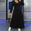 Dames Sexy Elegante Effen Jurk met Lange Mouwen - Grote Maten - Lente 2026 Collectie