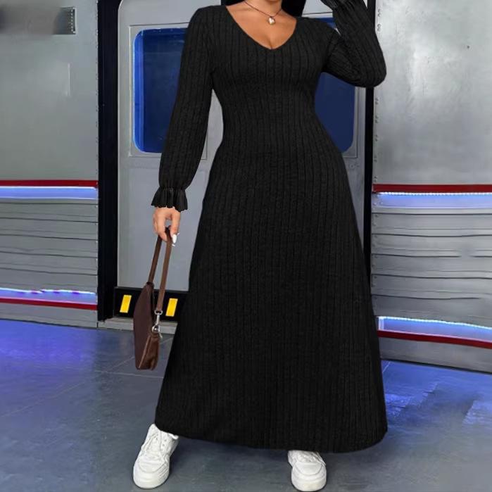 Dames Sexy Elegante Effen Jurk met Lange Mouwen - Grote Maten - Lente 2026 Collectie