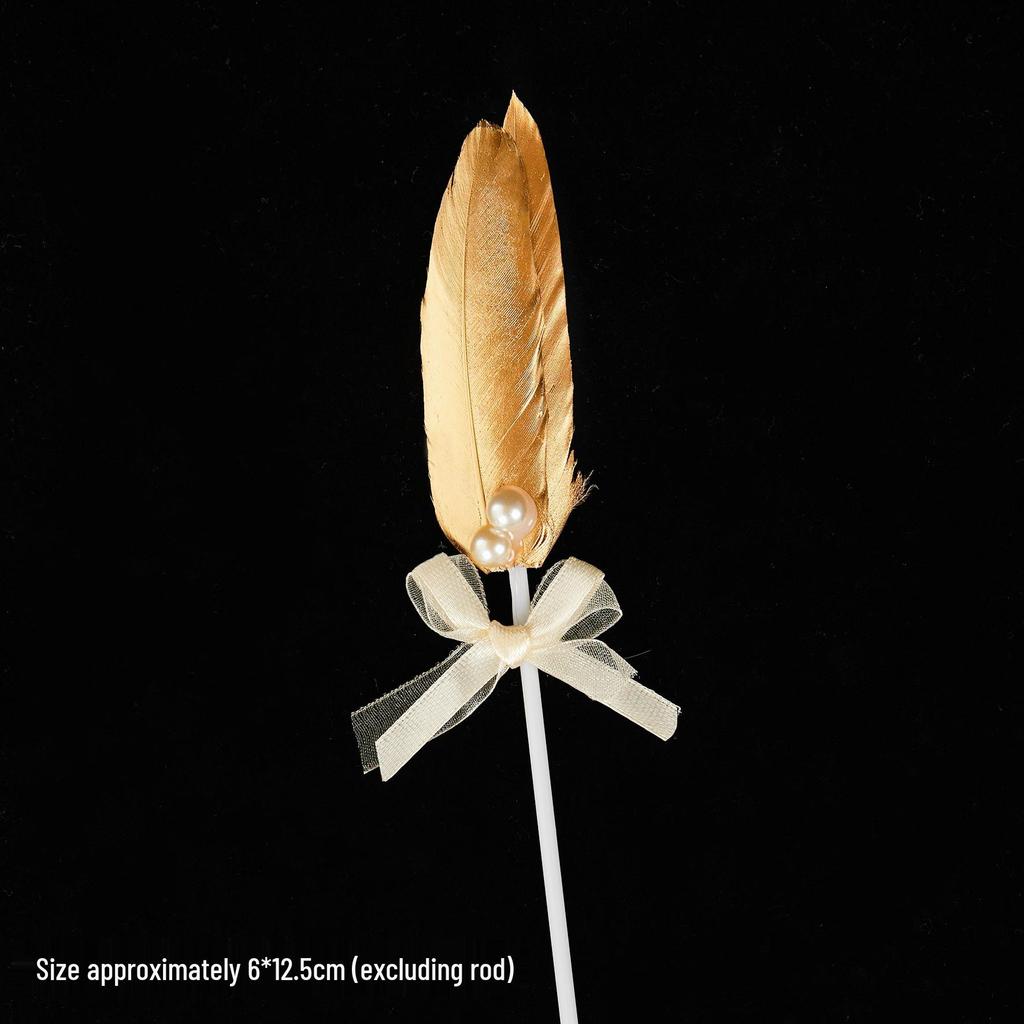 Angel Wing Feather Cake Toppers with Wire Heart String Lights