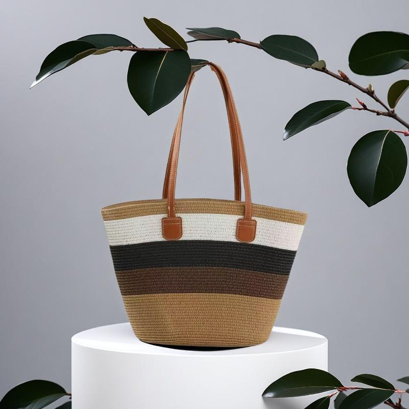 Strohtasche Damen Sommerwind neu Strand Meerseite Outdoor Urlaub Großraum Schultertasche