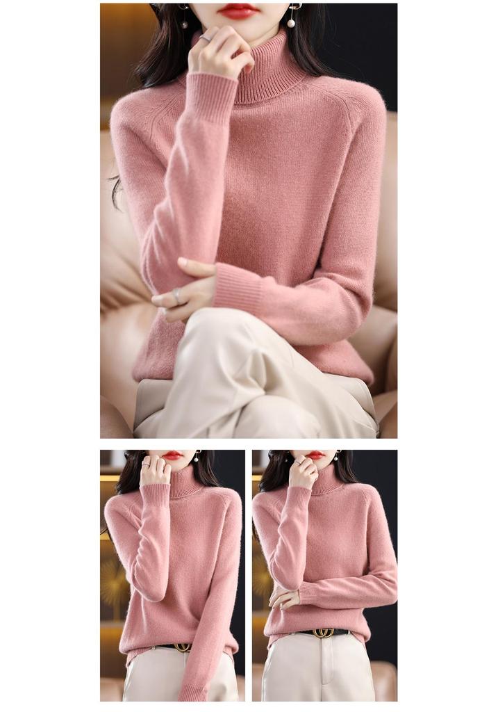 Women's High Neck Raglan Sleeve Sweater - Korean Style Knit Base Layer for Autumn and Winter