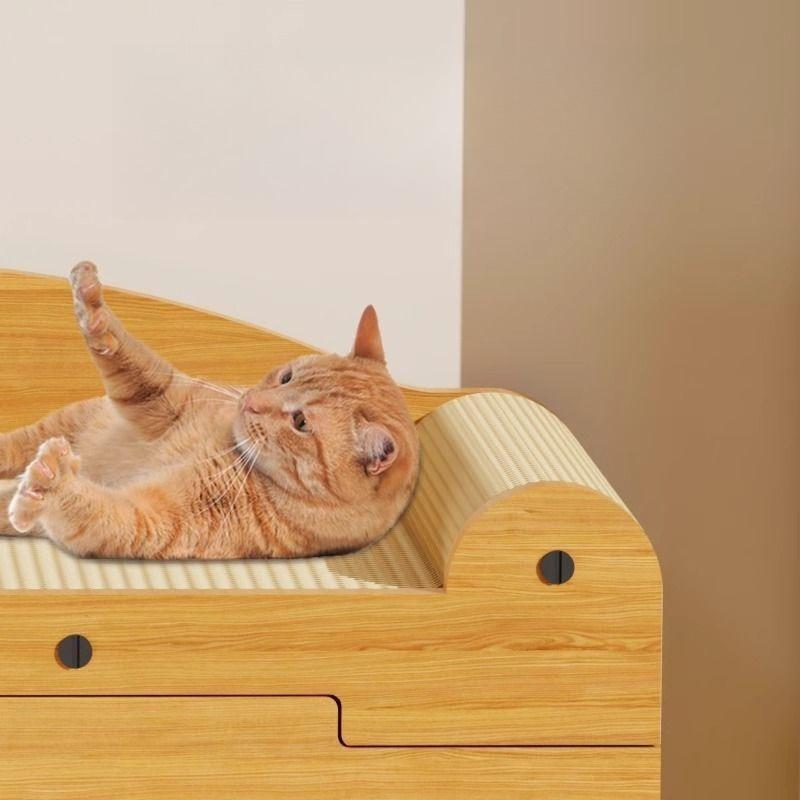 Cat scratch board, wear-resistant cat paw board, cat bed integrated, all-season universal, cat house, cat toy products, non-shedding, double-layer