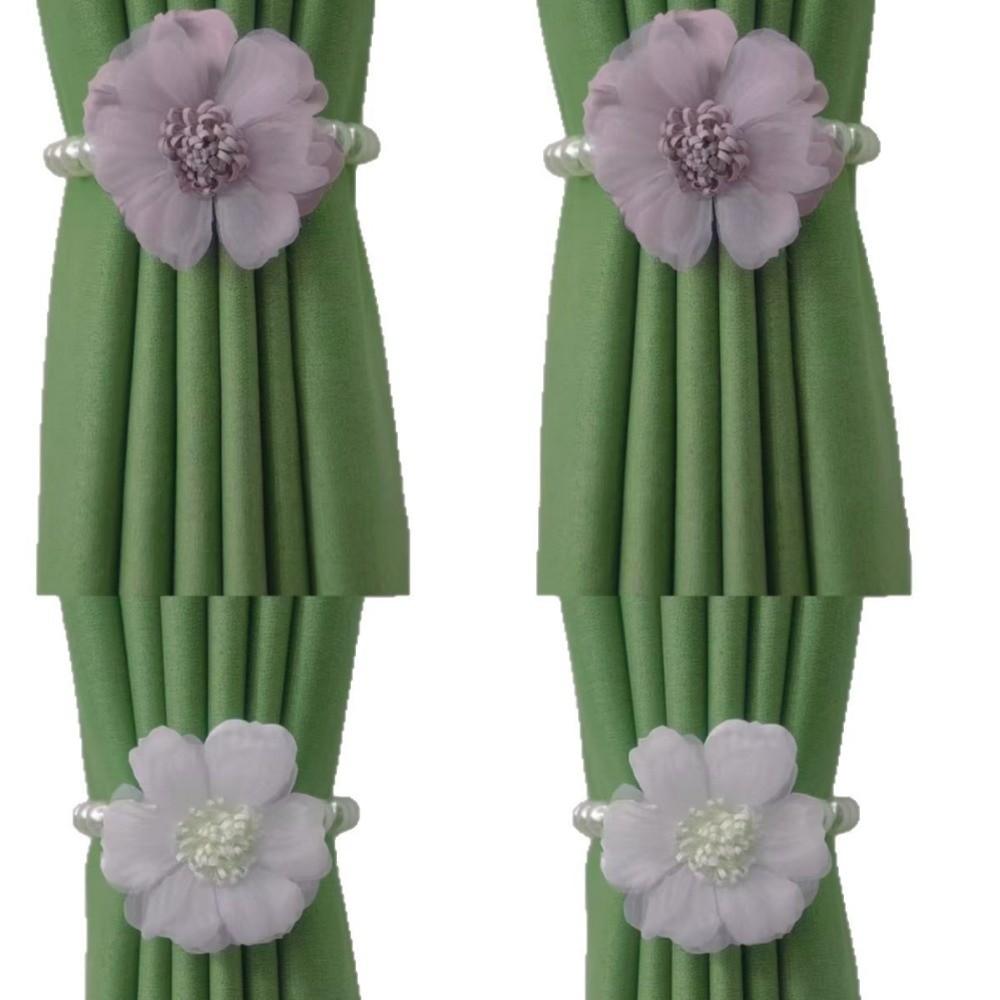 Flower Curtain Tiebacks Handmade Window Ties Creative Curtain Buckle  For Home Office Decorative