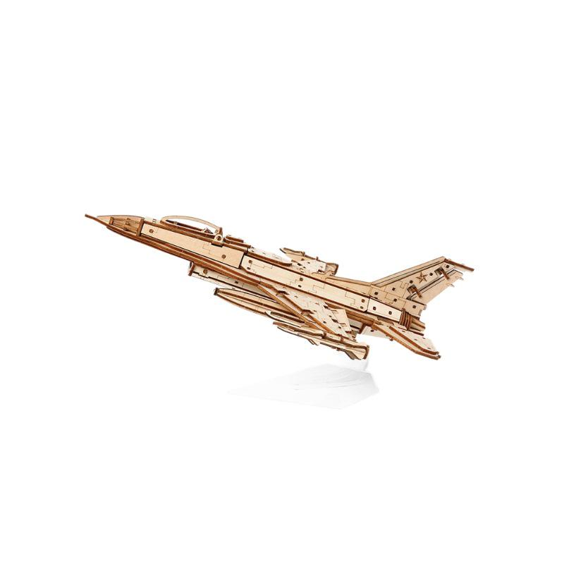 3D Wooden Fighter Jet Jigsaw Puzzle: Children's Educational Science and Technology Toy Assembly Model Ornament