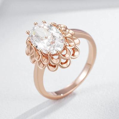 Oval White Zircon Large Rings for Women Vintage Geometric Jewelry Wedding Luxury Accessories Golden Rings