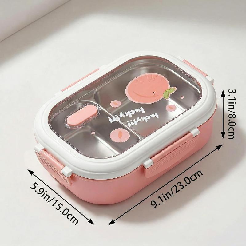 304 Food Grade Stainless Steel Lunch Box Split Compartment Bento Box Reusable for Fruit Salad Meal Work School Use