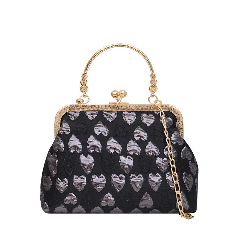 Neue Handtasche im europäischen und amerikanischen Retro-Stil, Schultertasche mit großem Fassungsvermögen, Damentasche, klassische Hanfu-Tasche, Liebesclip-Kettentasche