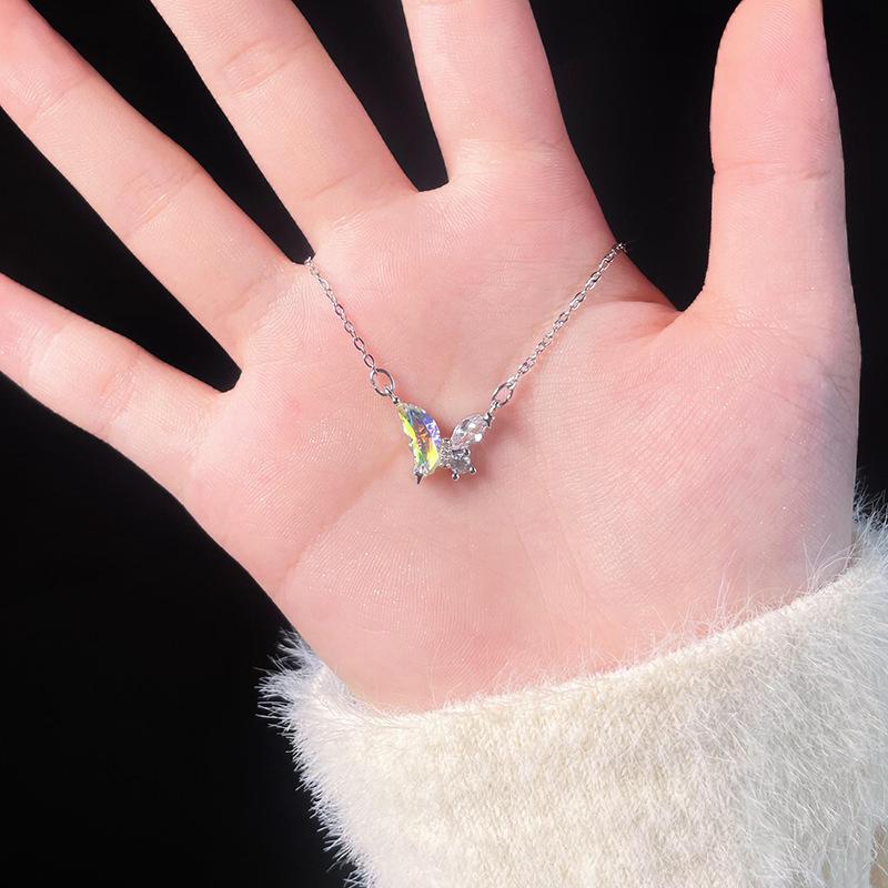 

Light Luxury Iridescent Butterfly Collarbone Necklace for Women Princess Ins Trendy Jewelry