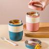 1pc Leak-Proof Insulated Lunch Box with Spoon Lid Rust Resistant Pp Material Microwave Safe Breakfast Cup
